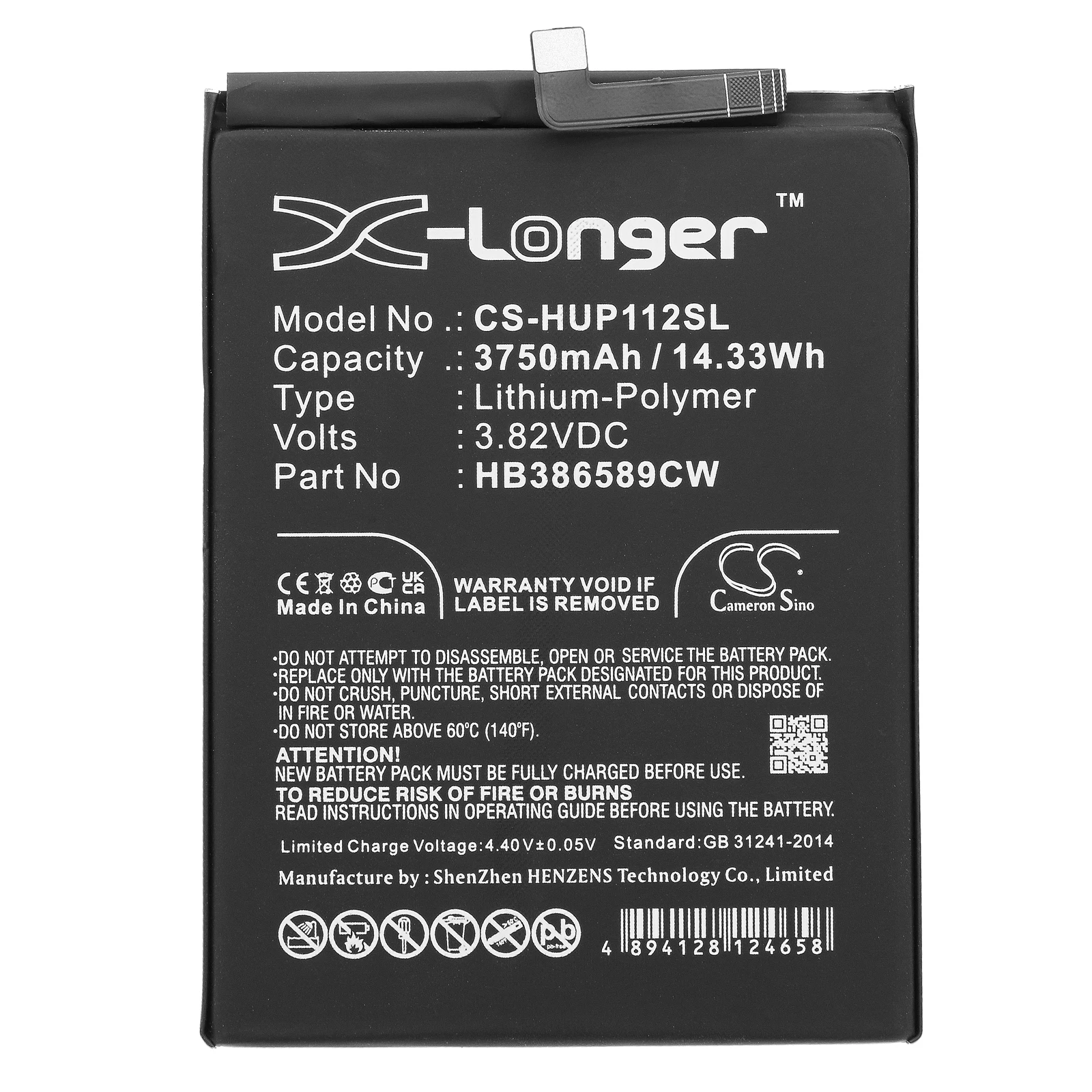 High Quality 3750mAh Battery HB386589CW, HB386589ECW for Huawei P10 Plus, VKY-AL00, VKY-L09, VKY-L29