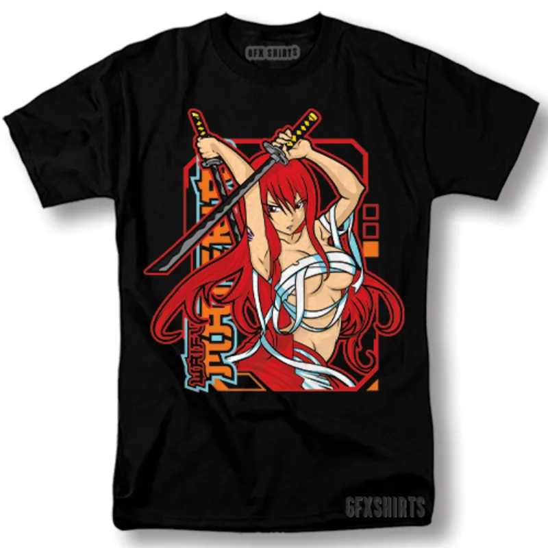 Hentai Anime Shirt Erza Scarlet Cosplay Manga Girl Gamer Graphic T-Shirt All Size