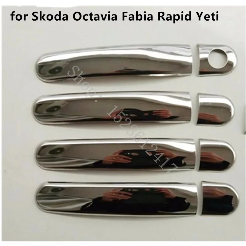 high quality ABS Chrome Door handle Protective covering Cover Trim for Skoda Octavia Fabia Rapid Yeti Car styling