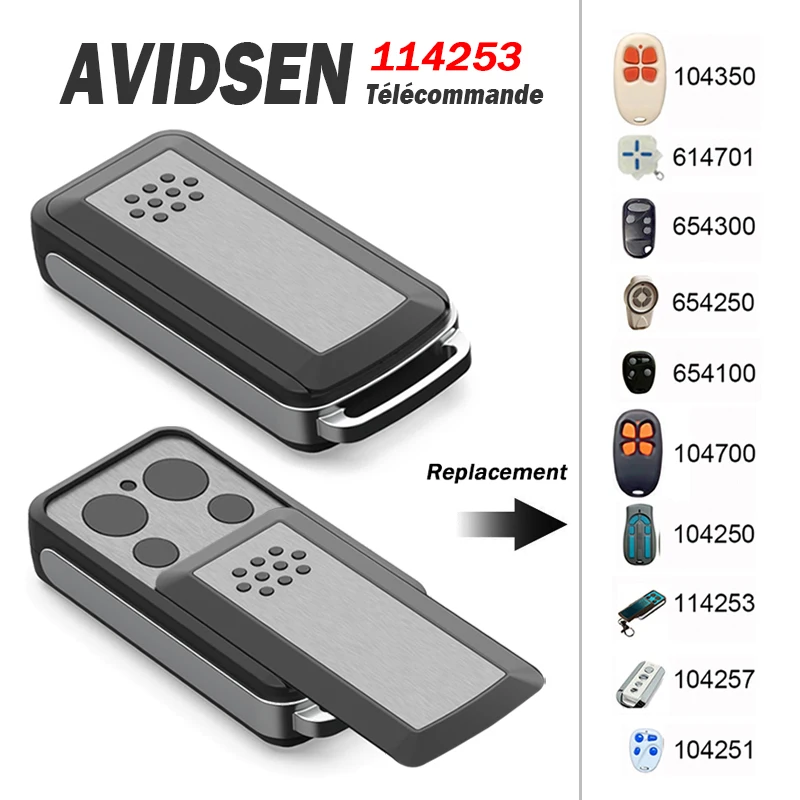 AVIDSEN 114253 Remote Control Keys Work With AVIDSEN 104250 104251 104257 104350 104700 654250 Garage / Gate Control Transmitter