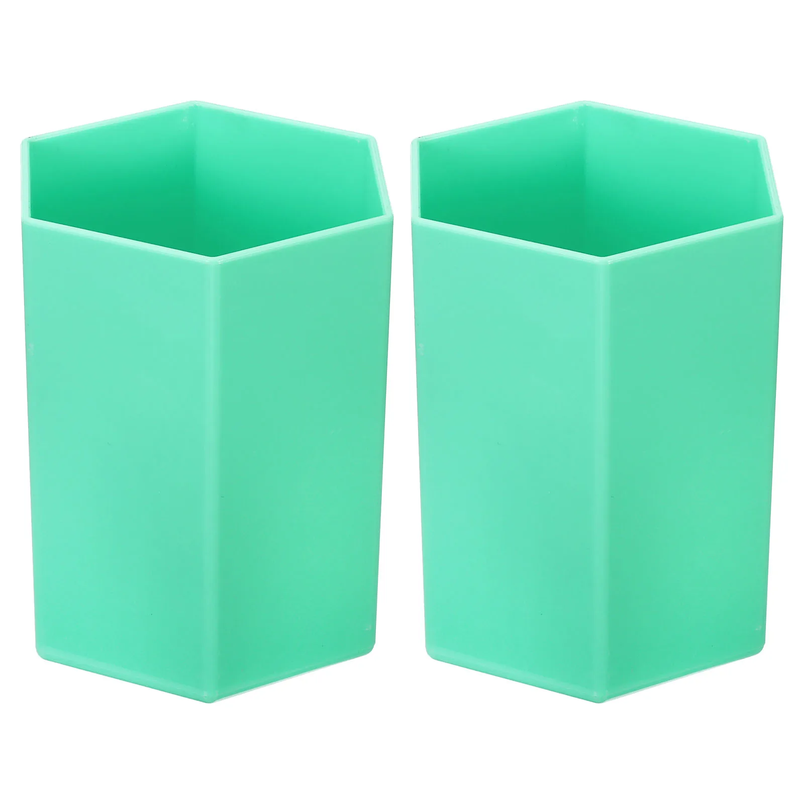 

2Pack Pencil Holder Plastic Pen Makeup Brush Holder Cup Storage Hexagon Desktop Organizer Stationery Caddy for Home Office