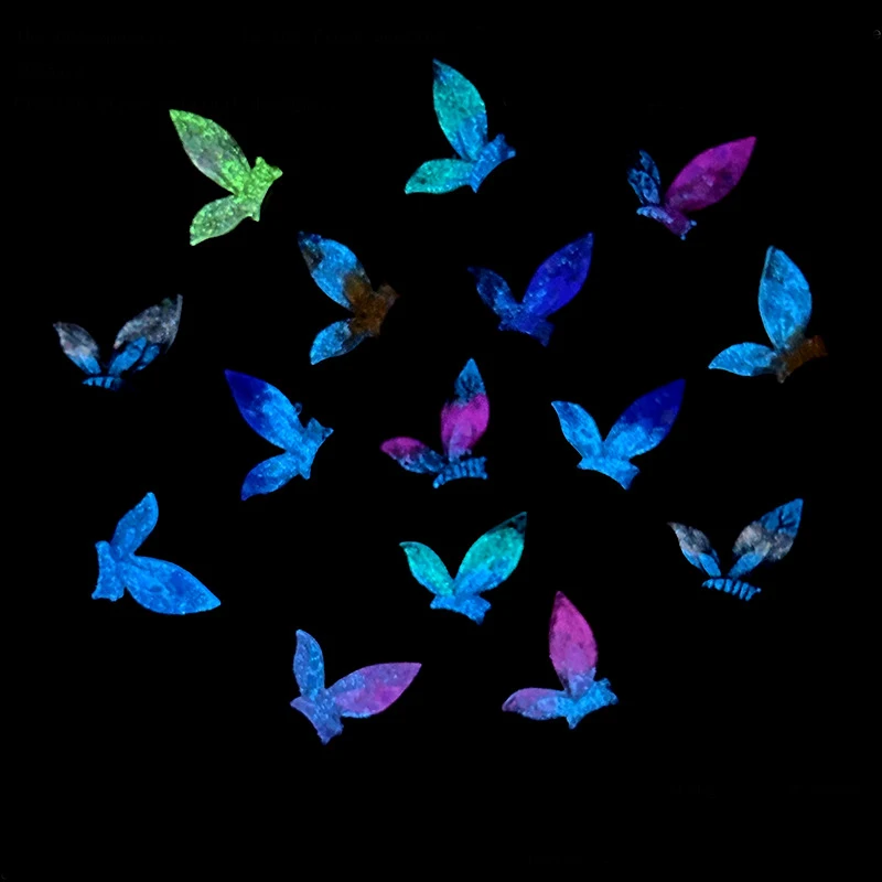 Glow in dark Butterfly Nail Art Decoration Glowing Butterfly Flower  Nails Accessories Finger/Earrings/Phone Case Art Decora