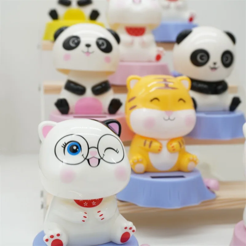 2024 New Solar Powered Shaking Head Doll Toy Cute Animal Small Ornaments Desktop Car Decorations Children\'s Gifts