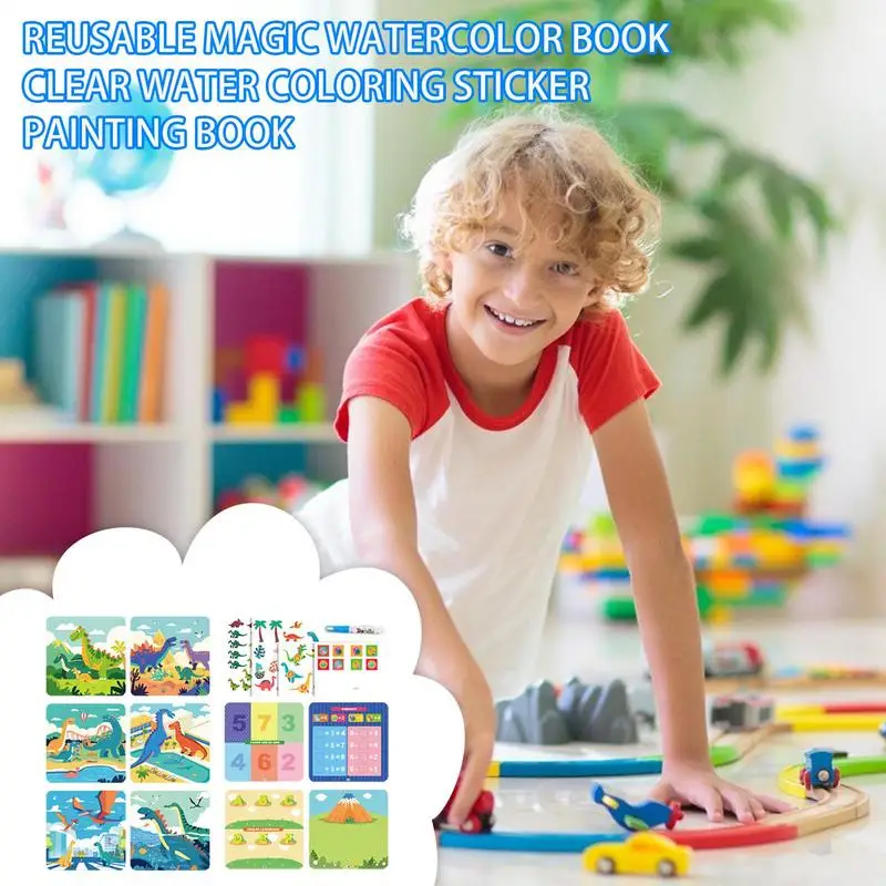Magical Book สีน้ําวาด Montessori ของเล่นสมุดระบายสีแบบใช้ซ้ําได้ Magic Water Drawing Book Sensory Early Education ของเล่น