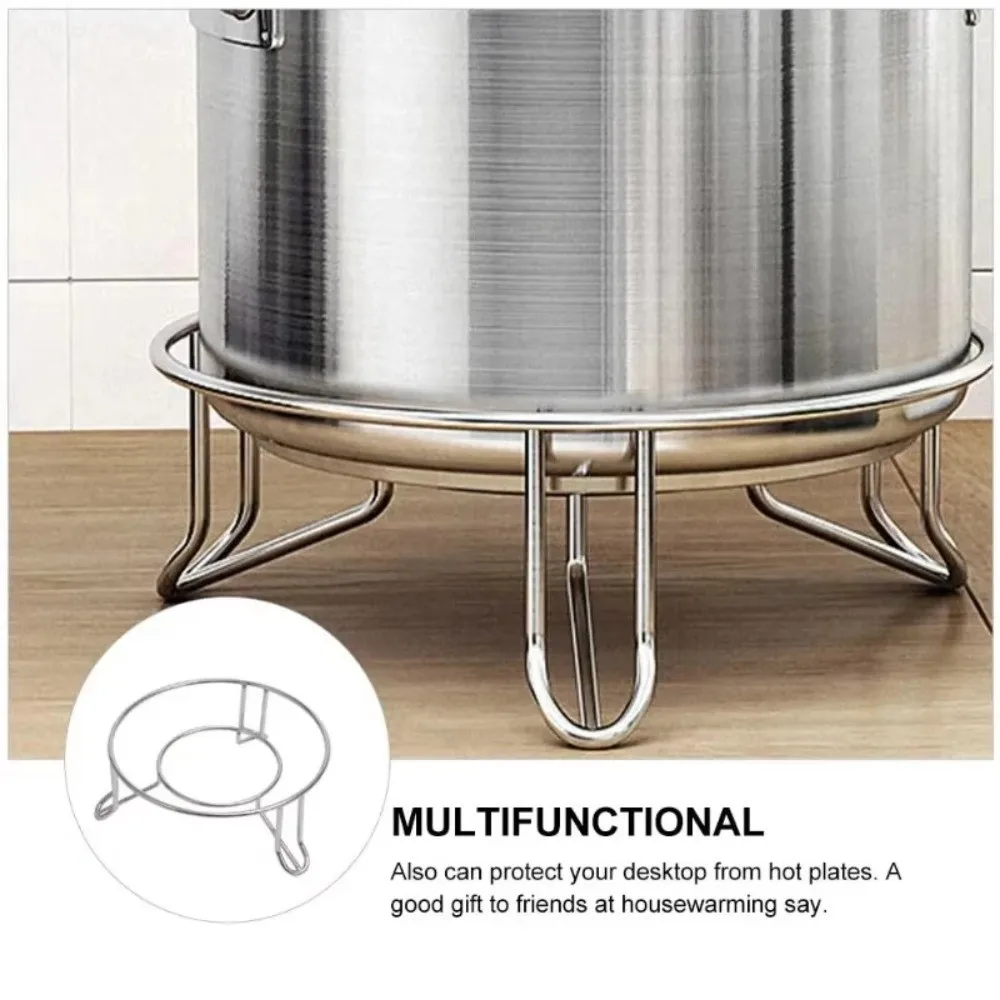 New Stainless Steel Pot Rack Stand Triple Feet Rustproof Wok Holder Heat Insulated Pan Support Rack Kitchen Storage