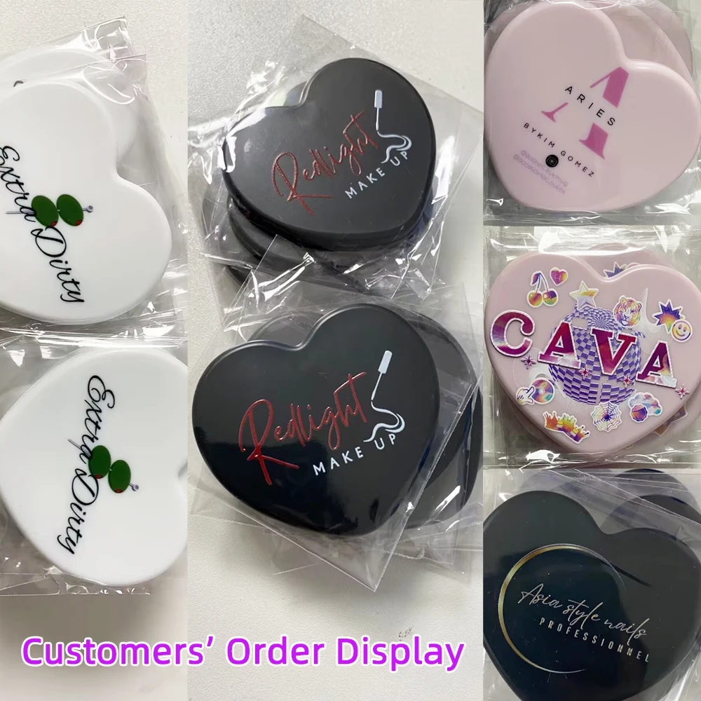 1 Pc Small Portable Heart Shape Mirrors Custom Logo Souvenir Wedding Bridesmaid Gift Ideas Wig Lash Salon Small Business Mirror