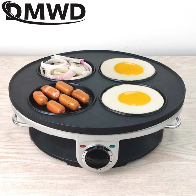 Sartén eléctrica de 7 agujeros para tortillas, sartén para huevos, jamón, fabricante de pasteles, sartenes antiadherentes, máquina de desayuno,