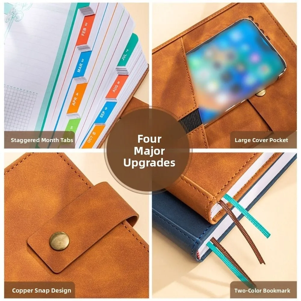 English 2026 Schedule Planner Notepad Wear-resistant Bookmark A5 Agenda Planning Notebook Portable Thick Paper