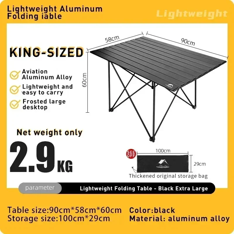 Outdoor 2.9kg aluminum alloy folding table camping table portable and durable garden picnic barbecue table camping folding chair