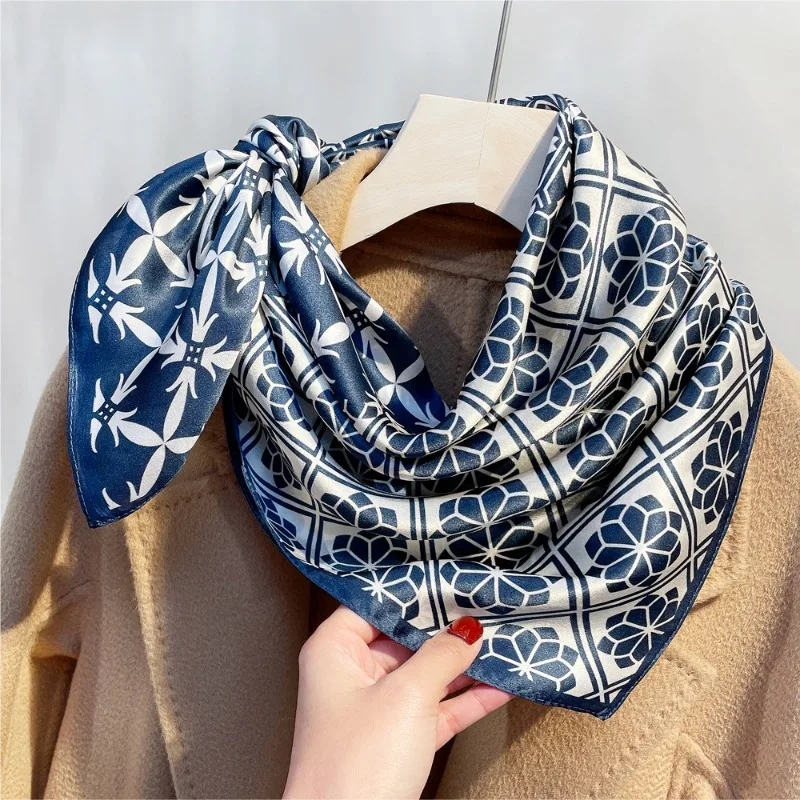 100-silk-elegant-blue-white-geometric-flower-satin-scarf-versatile-square-neck-scarf-women-fashion-accessory-for-hair-bag