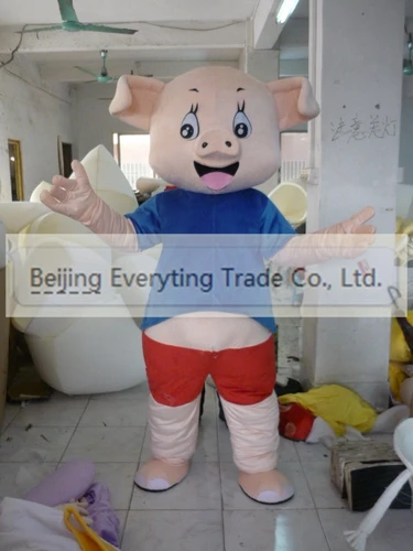 New Adult Hot Sale Foam Cute Blue Pig Cartoon Mascot Costume Plush Christmas Fancy Dress Halloween Mascot Costume