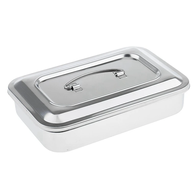 

4X Stainless Steel Container Organizer Box Instrument Tray To Storage Box With Lid Tools Cans - 9 Inches No Hole