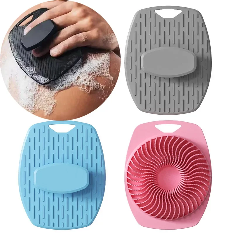 실리콘 바디 스크러버 목욕 세척 브러시 각질 제거 바디 브러시 샤워 얼굴 스크러버 핸들 습식 및 건식 브러싱 남녀 공용