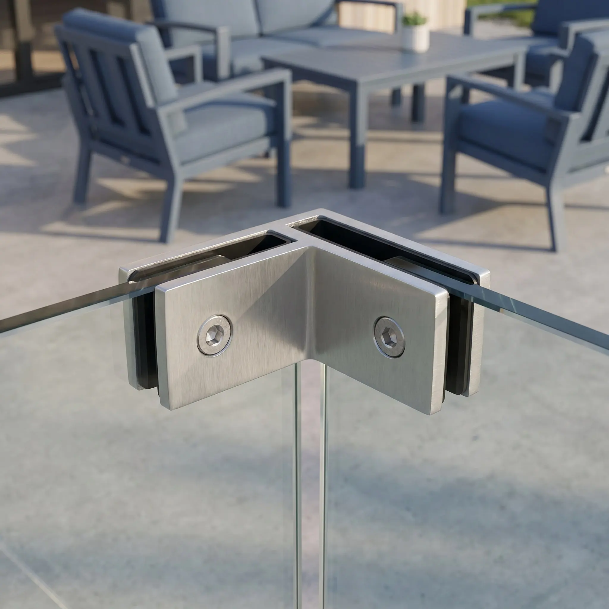 90 Degree Stainless Steel Glass Clamps Shelves Support Bracket Clips Hardware Connector Railing Pool Fence Bracket