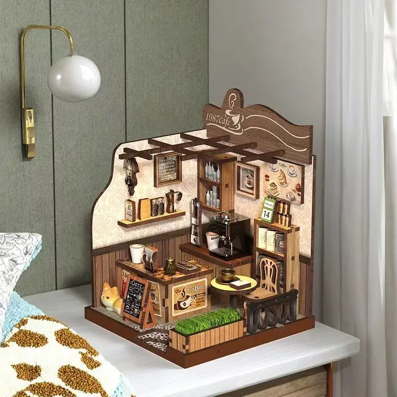 3D Book Corner DIY Kit-Mini Country Café Model, Handgemaakte montagepuzzel, Creatief puzzelcadeau
