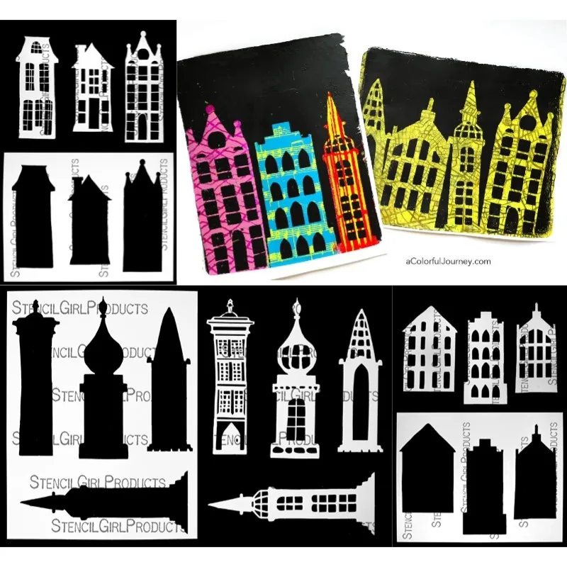 

Bomber Fodder Berry Neighborhood Towers Warehouses Metal Cutting Stencil Diary Decorate Embossing Diy Greeting Card 2024 New