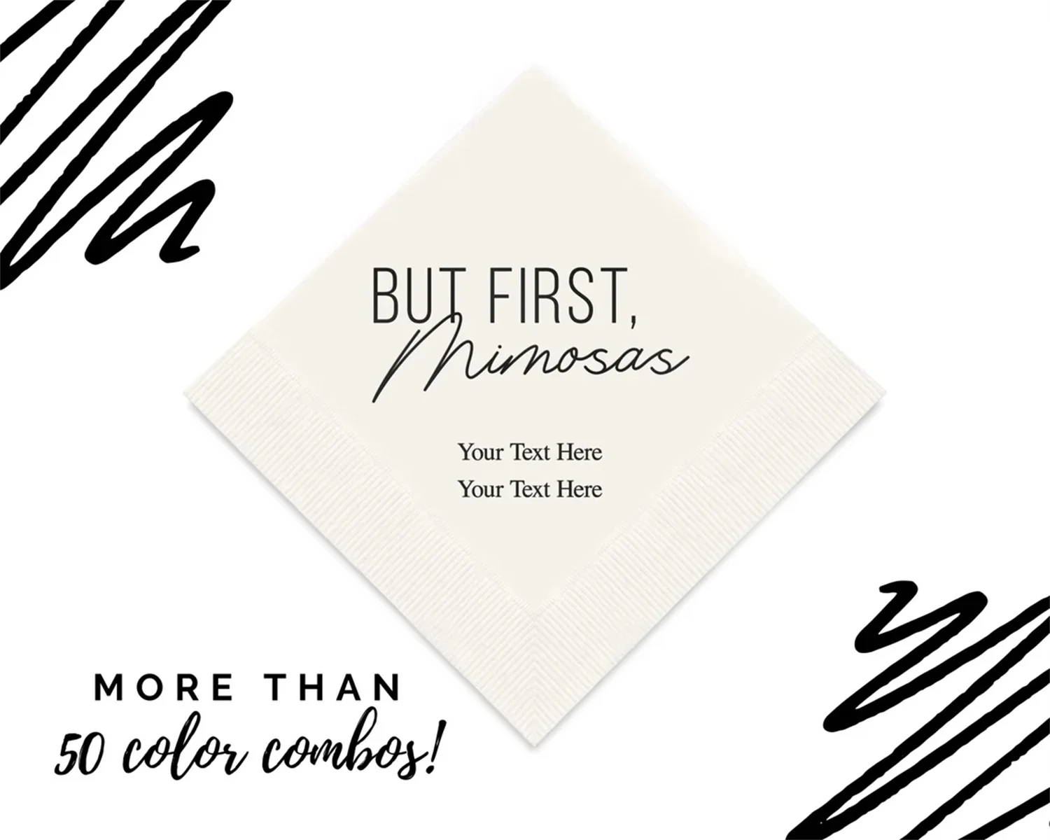 

50 PCS But First Mimosas Napkins - 50 Pack Personalized Paper Napkins - Custom Printed Napkins - Engagement Party - Bridal Showe