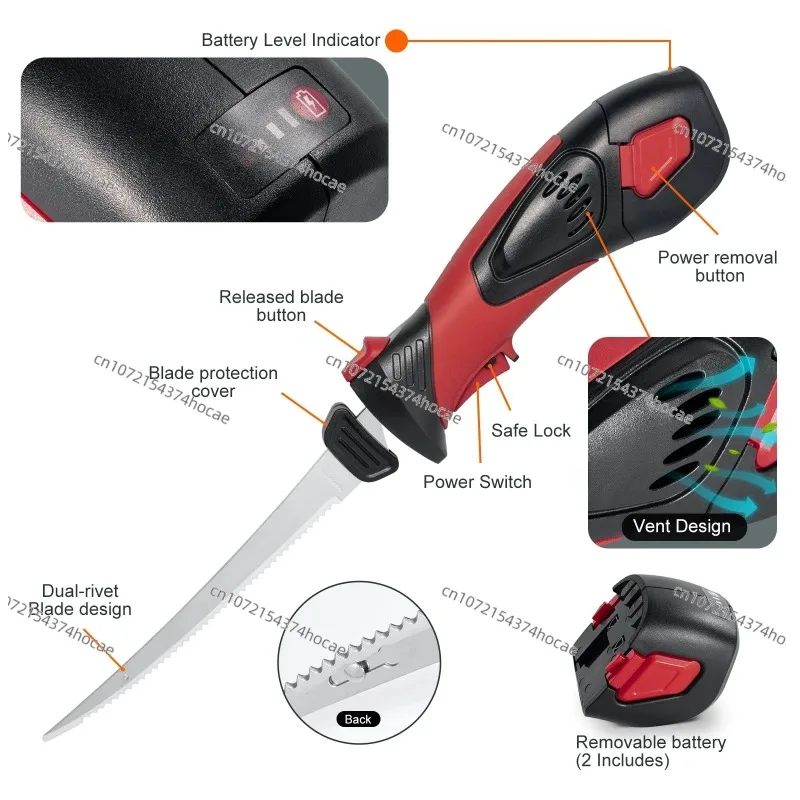 New Arrival Cordless Electric Fillet Knife Stainless Steel Fish Cutter With 3 Replacement Blades