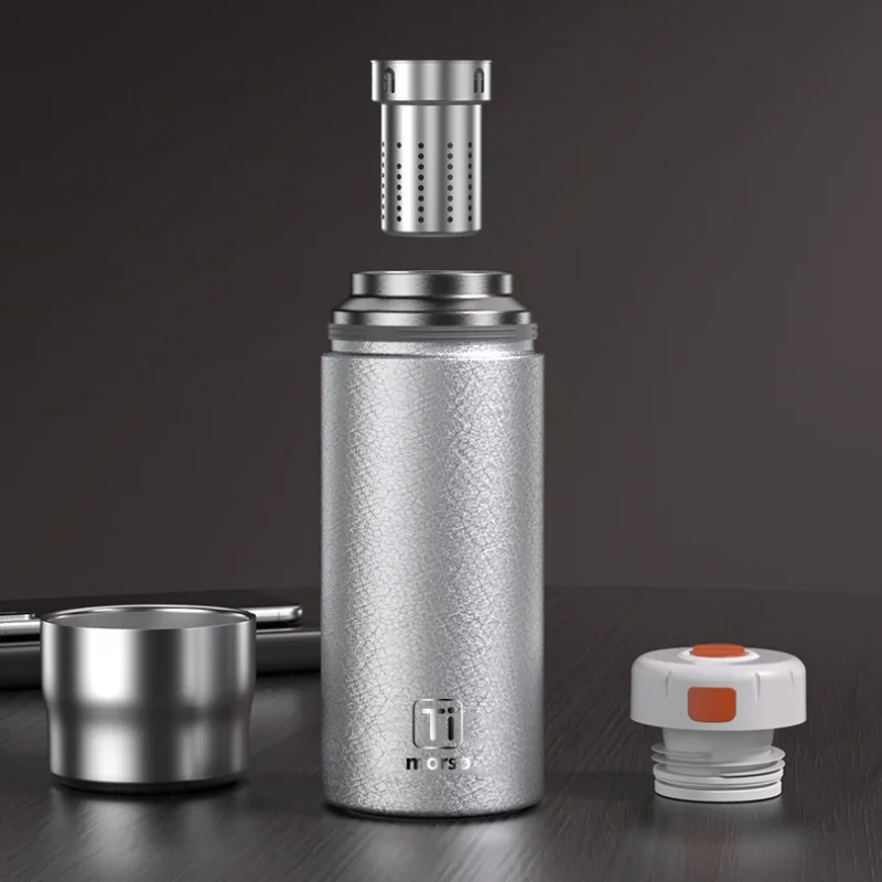 

Titanium Liner Insulated Thermos Bottle For Tea With Hydrogen-Rich Tea Infuser Coffee Thermal Cup Keep Hot/Cold 450ML