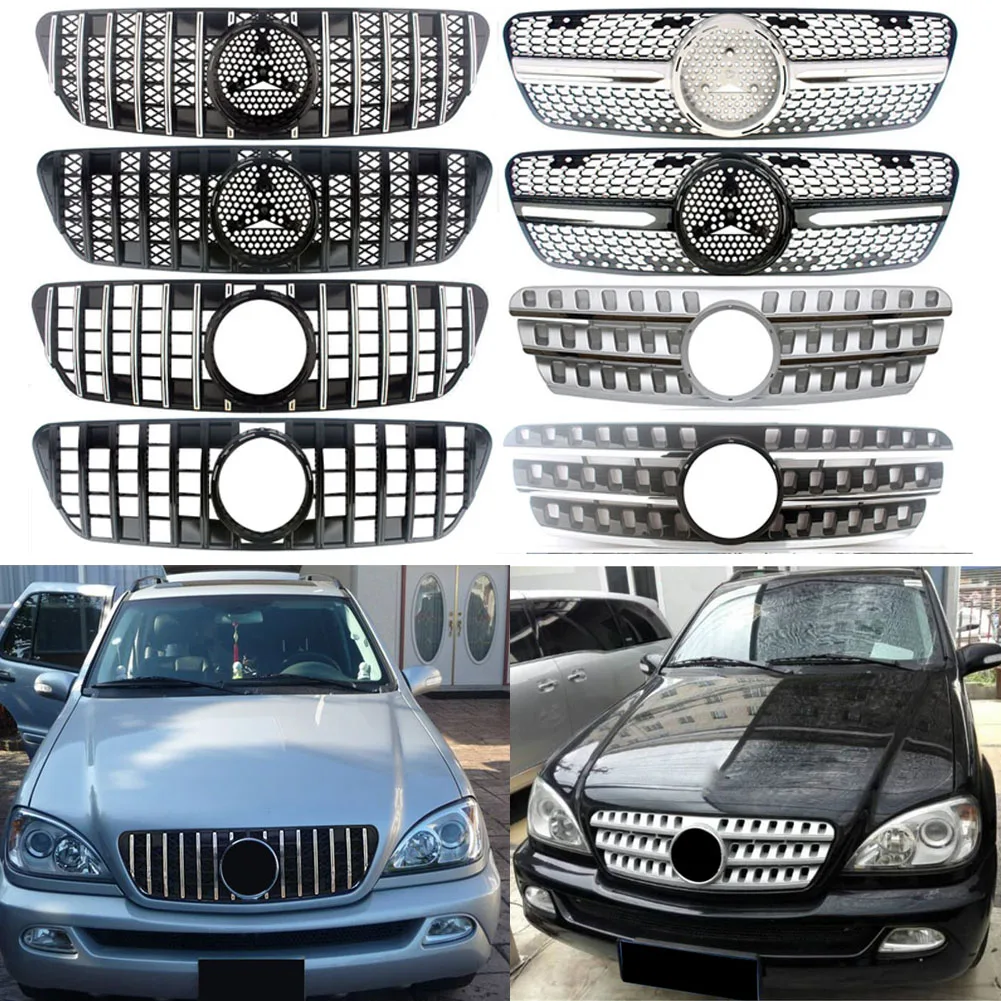 

Автомобильный радиатор, передняя гоночная решітка для подтяжки лица, верхняя решетка, подходит для Mercedes Benz W163 ML-Class ML250 ML280 ML300 ML350 1998-2004 гг.