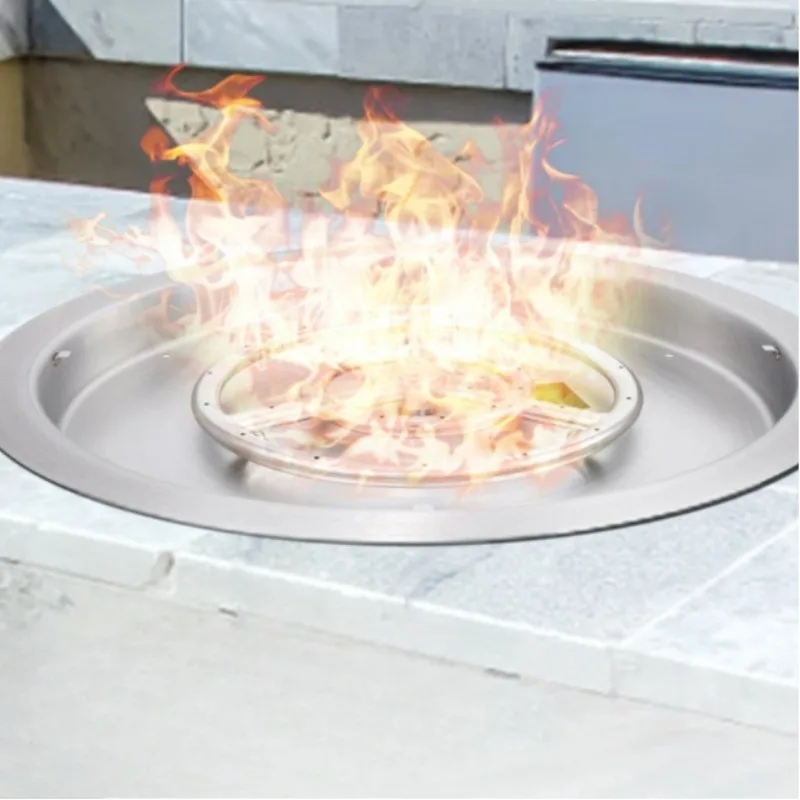 

19 inch Round Drop-in Fire Pit Pan, Stainless Steel Fire Pit Burner, Natural & Propane Gas Fire Pan 92,000 BTU with Lid