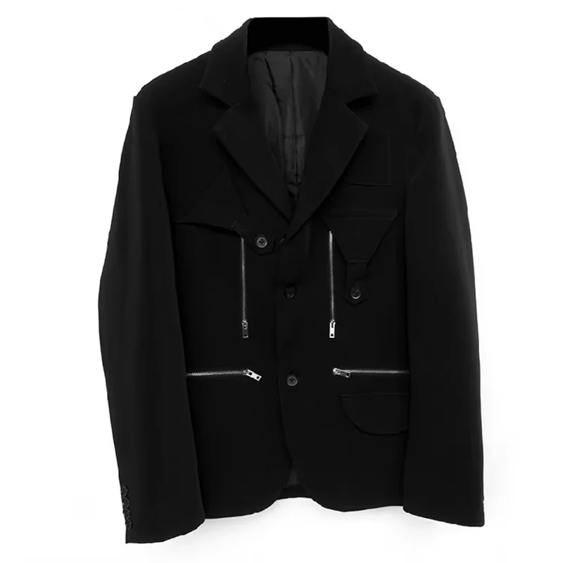S-6XL！ 特注の大型衣料のオリジナルデザイン：ゆったりとした黒のジッパー装飾コート