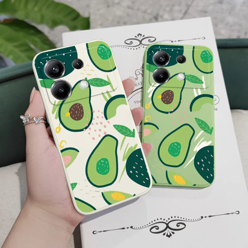 Morandi Avocado Phone Case For Xiaomi Poco X6 F6 M6 M5 M5S F5 X5 F4 X4 M4 F3 M3 X3 Pro 4G 5G GT Silicone Cover