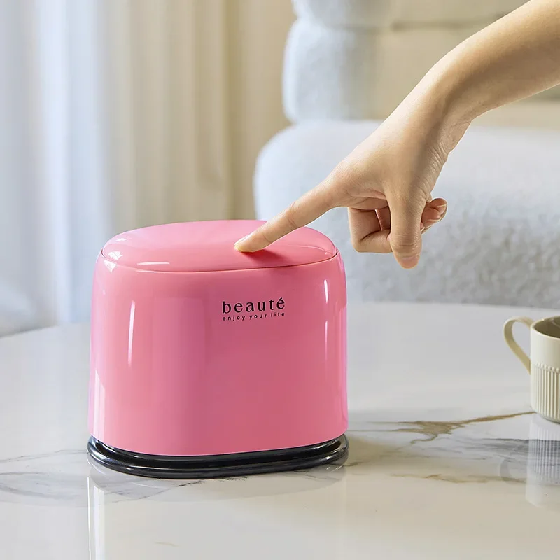 Dopamine Desktop Trash Can, High Appearance, Horizontal Lid, Press-type Mini Paper Basket Storage Bucket Kitchen Trash Bin