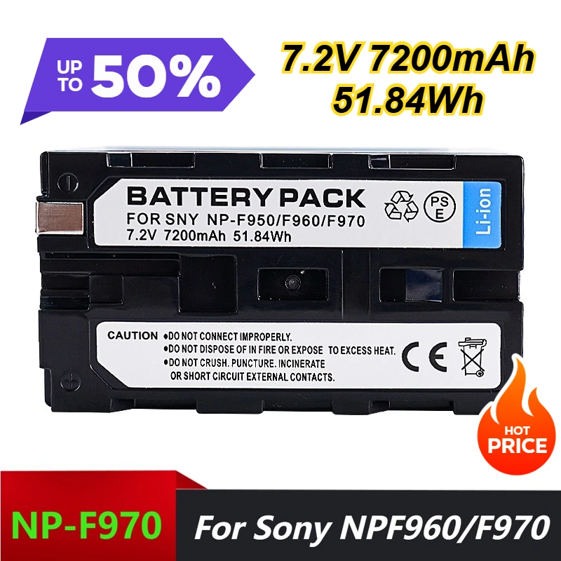 

7.2V 7200mAh NP-F970 Camera Battery Compatible for Sony F930 F950 Digital Battery