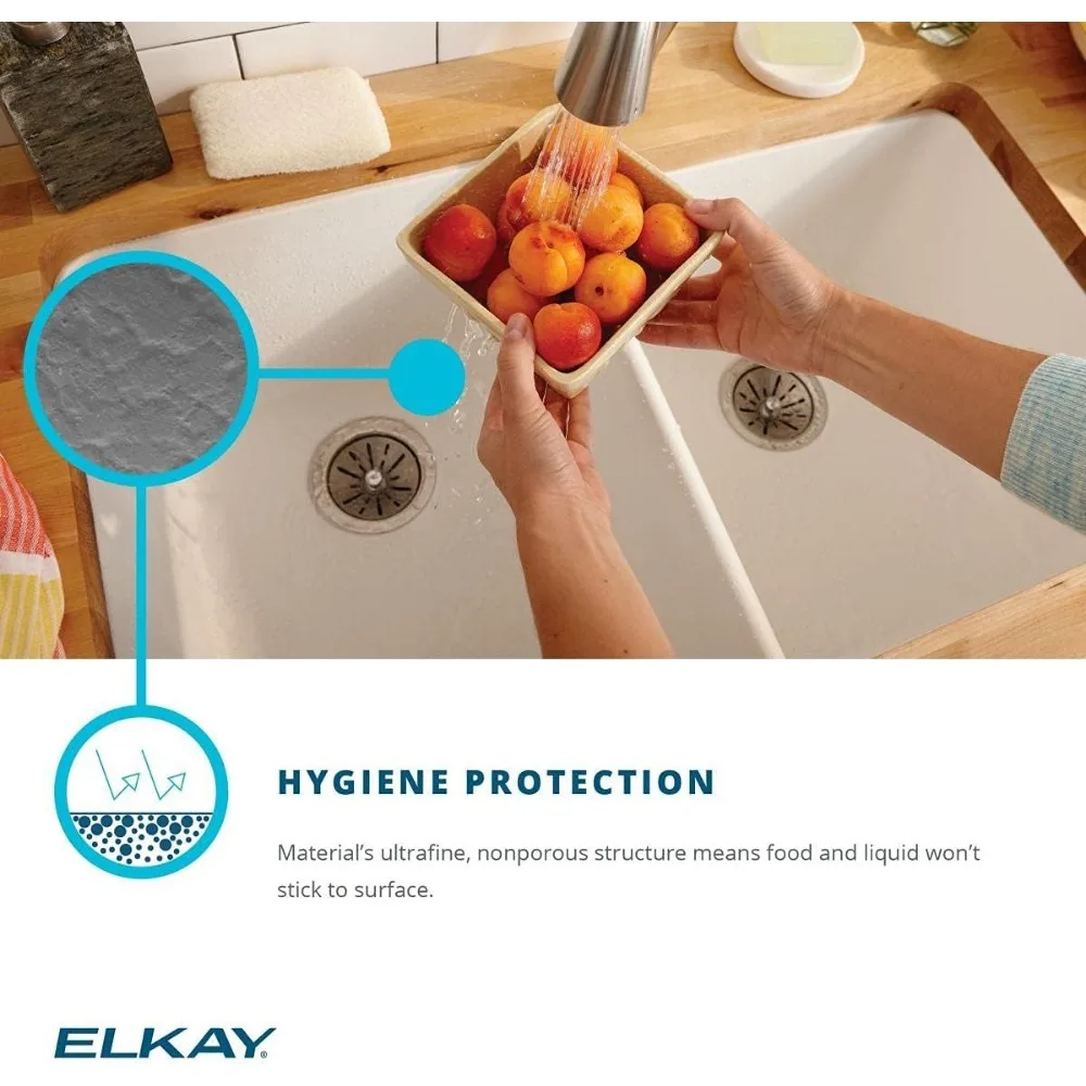 Elkay Quartz Classic ELGU3322BK0 Equal Double Bowl Undermount Sink, Black