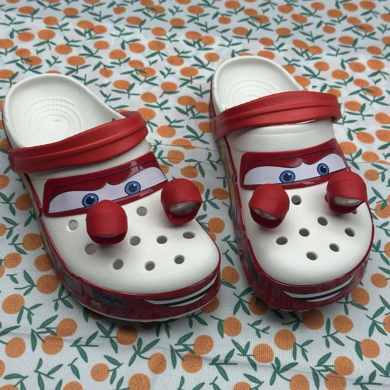New Arrival Cartoon Numbered Car with Lights Flash Function Glow-in-the-Dark Decorative Casual Hole-Patterned Sandals view 2