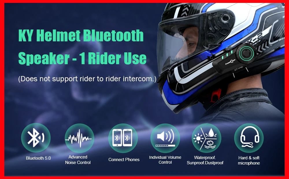 FreedConn Motorcycle Intercom Bluetooth Headset Helmet Headphones Waterproof Music Share BT 5.0 FM Radio Commutator Earphone