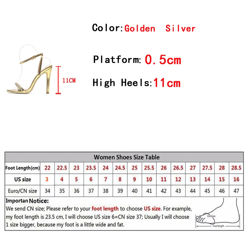 Liyke Gladiator Women Sexy 11CM Stiletto Sandals Crystal Narrow Band Open Toe Summer Silver High Heels Ladies Party Dress Shoes