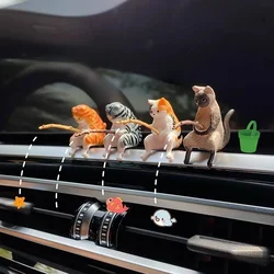 Lovely  Fishing Cat Fishbowl Fishing Figure Fisherman Figurine Cat Fishing Rod Seals Figures Cat Decoration Interior Accessories