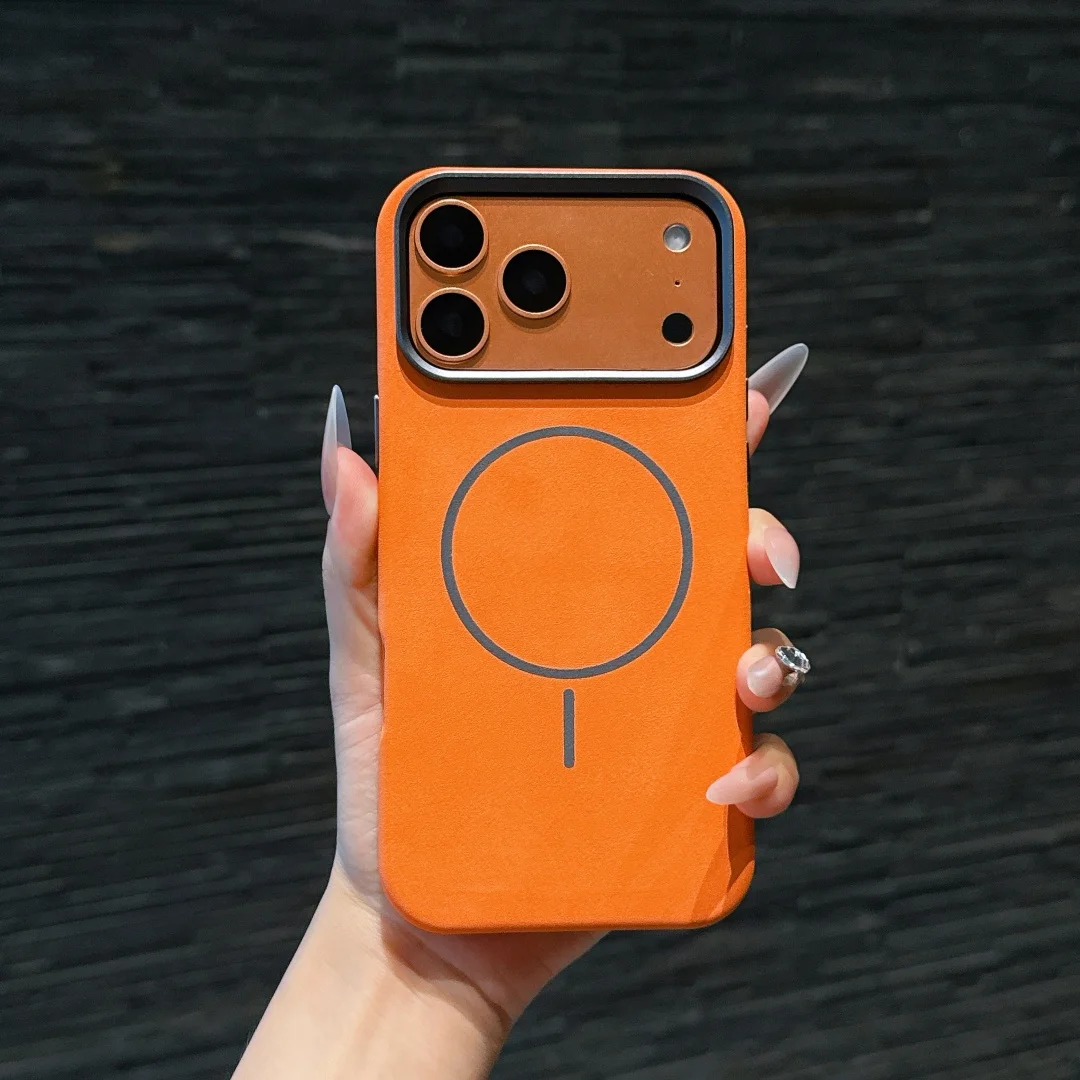 

For iphone 17 Air Pro Max Case Elephant Skin Pattern Leather Soft and Smooth Touch Magsafe Microfiber Lining Inside Cover