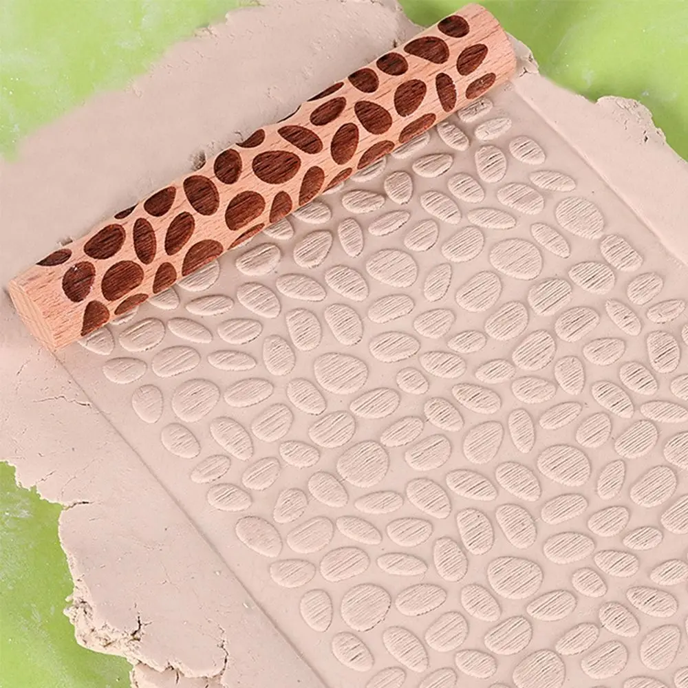 

Multifunctional Creative Wooden Pressure Roller 3D Portable Rolling Stick Durable Household Pottery Art Clay Roller Clay Tools