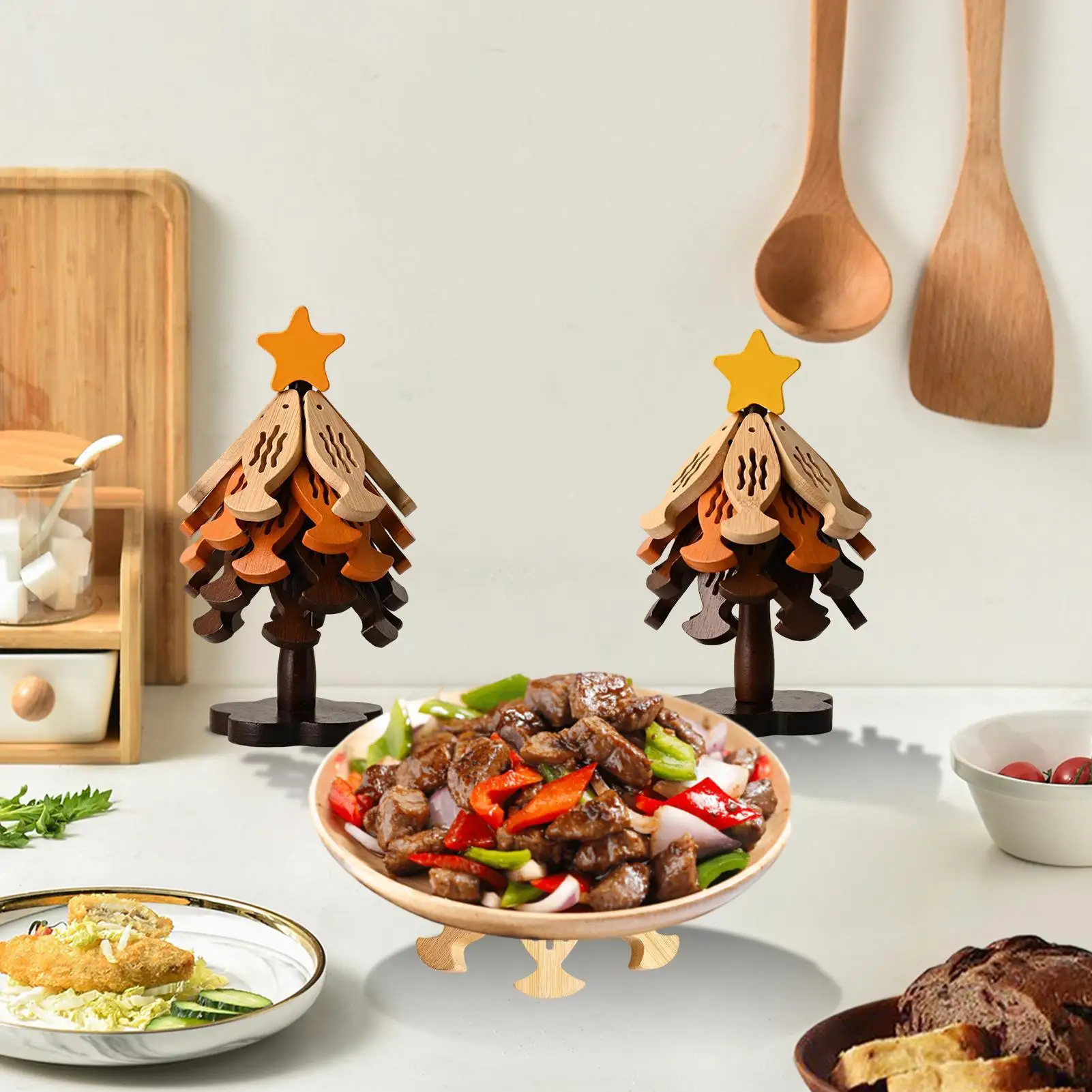 Tree Trivet Wood Fish Shape Heat Insulation Mat Home Decor Kitchen Coasters For Cups Bowls Plates Teapots Frying Pans Pots