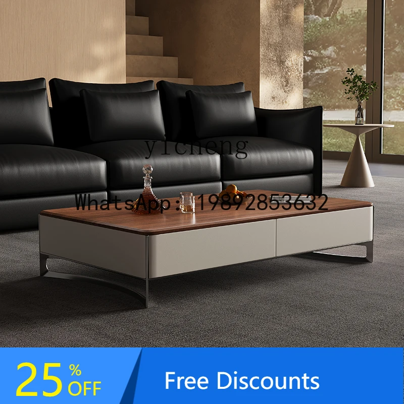 

AA minimalist coffee table living room home light luxury high-end walnut solid wood coffee table