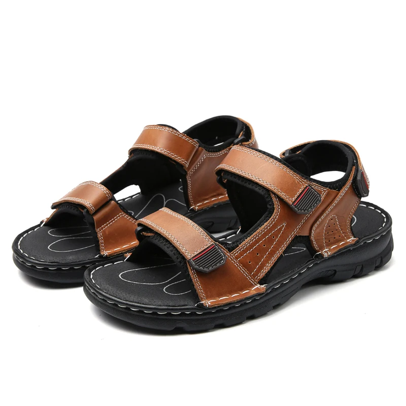 Summer Outdoor Sandals For Men Leather Sandals Plus Size 38-48 Summer Shoes For Men Breathable Sport Beach Sandale Homme