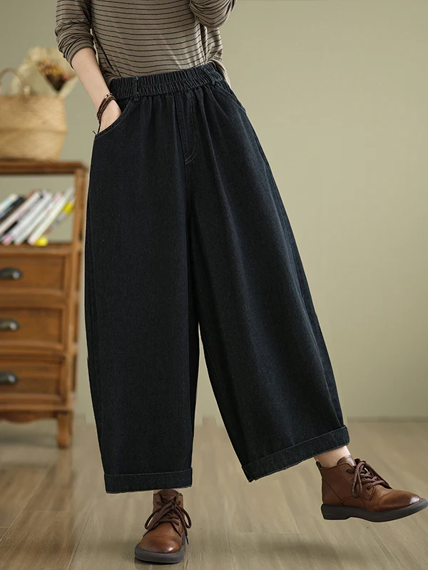 

High Waist Wide Leg Denim Jeans Women's Loose Casual Meat Covering Harlan Wide Leg Pants Nine Point Pants Spring 2025 New