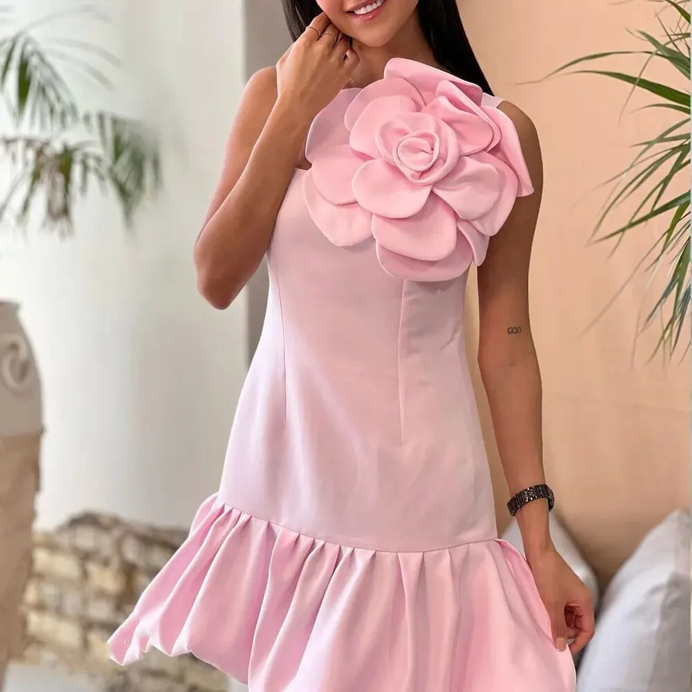 Square collar Saudi Prom Dress SleevelessEvening Dress With Knee-Length Women Wedding Party Gowns 2024 Arabia ML-071