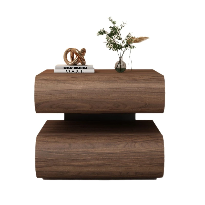 Medieval style solid wood bedside table bedroom small light luxury high-end sense creative design sense niche suspended