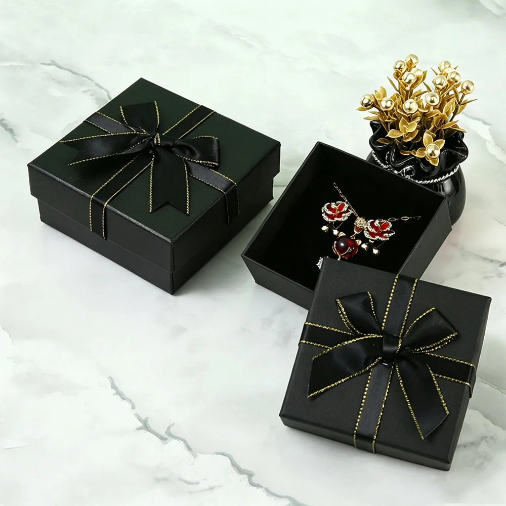 24 Stück neuartige Schmuck-Geschenkboxen mit Schleifenverschluss für Ringe, Ohrringe, Anhänger, Manschettenknöpfe, Broschen, Halsketten, Kopfhörer, Armbänder, mit Papierdeckel zur Aufbewahrung – Detail 6