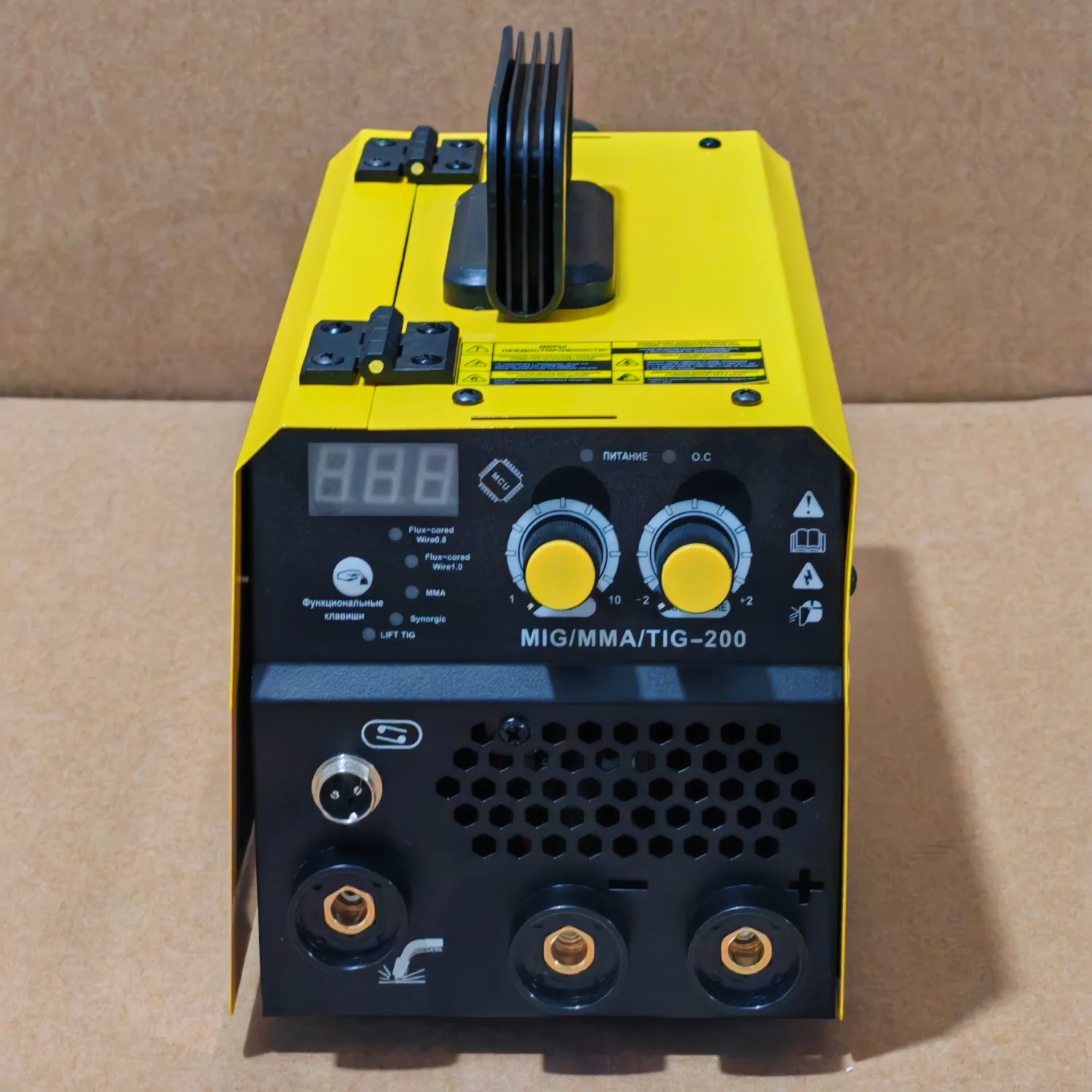 MIG-200 3-in-1 Welder No Gas MIG 200A Multi-Process Machine with Auto-Darkening Helmet & Chipping Hammer Combo Kit