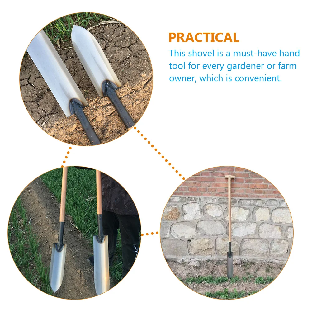 

Extended Shovel Hole Digging Tool Heavy Duty Gardening Metal Planting Supply Long Handle Steel Shovel Practical Outdoor Weeding