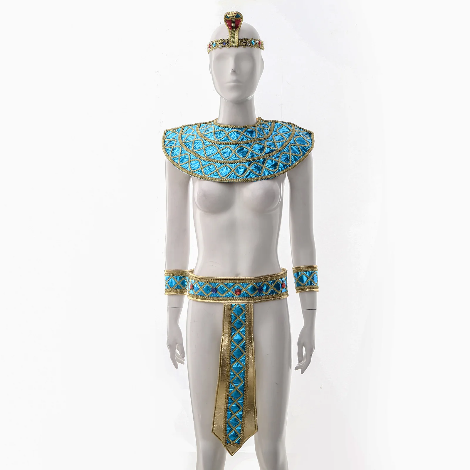 Disfraz de Faraón romano antiguo para hombre y mujer, conjunto de cuello, Mangas de brazo y cinturón para Halloween, accesorios de Cleopatra egipcia, Roleplay