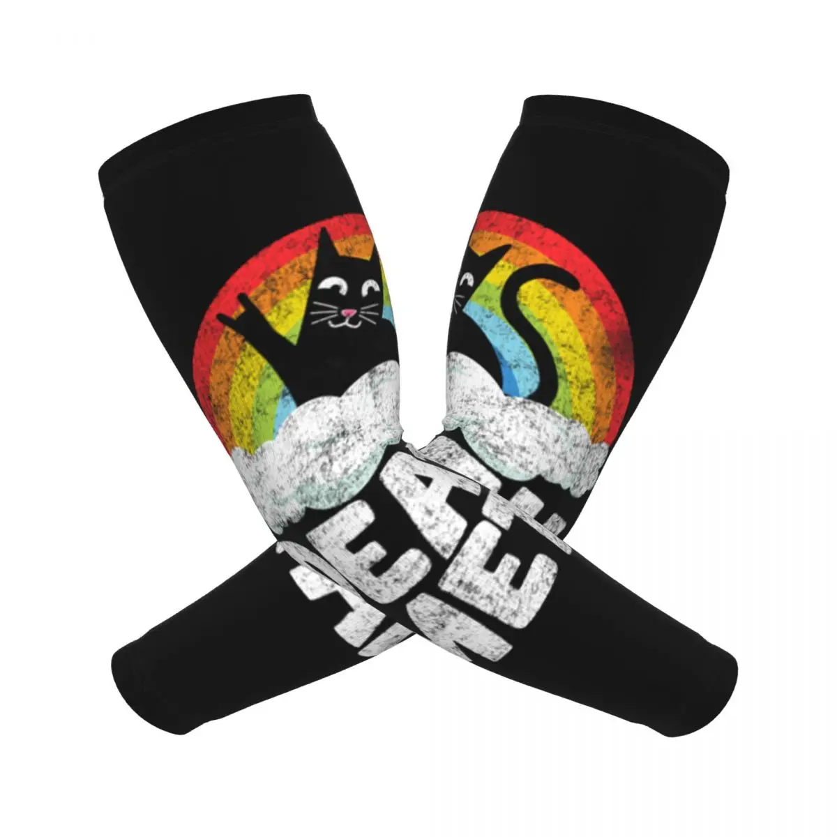 

Забавный металлический кот-смерть, подарок, Радуга, тяжелый металлический рукав, рукава для мужчин и женщин, защита от солнца и ультрафиолета, татуировка, прикрытие для спорта, охлаждение, велоспорт