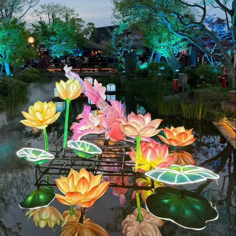 

Light group waterproof carp lotus lantern scenic shopping mall Meichen Internet celebrity lamp meeting drainage