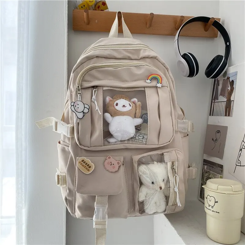 Mochila escolar de gran capacidad para estudiantes, morral escolar de retazos Kawaii para niños, bolso femenino