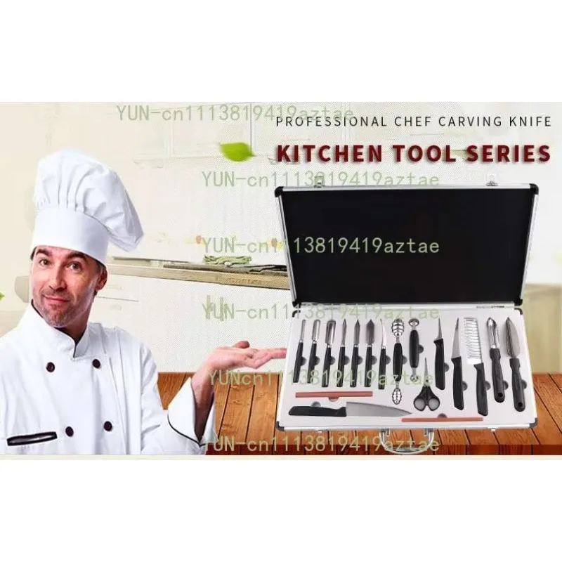 Quality 18 Pcs Kitchen Fruit Food Carving Knives, SS Vegetable Fruit Carving Chisel Knife Tool Set